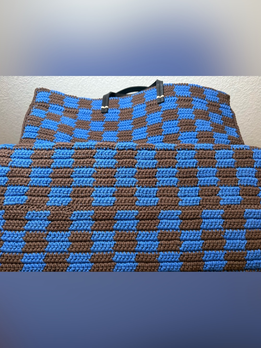NEW Clare V Summer Simple Tote in Blue and Chocolate - Picture 6 of 9